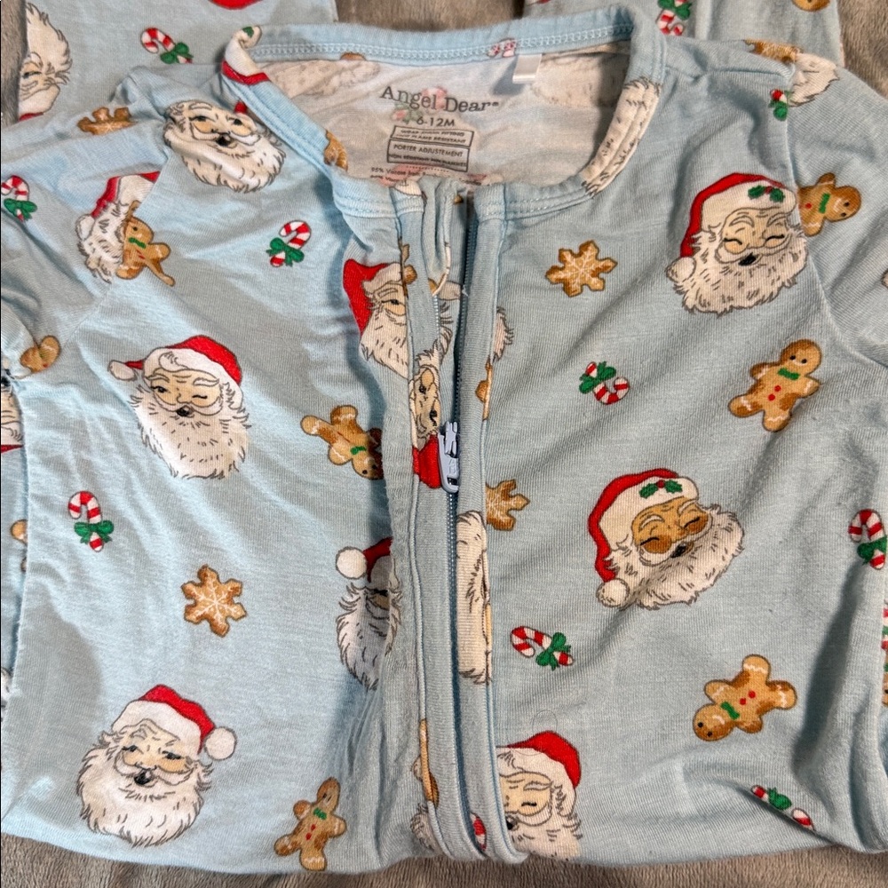 Angel Dear Light Blue Santa & Holiday Print sleeper🎅🏻🎄